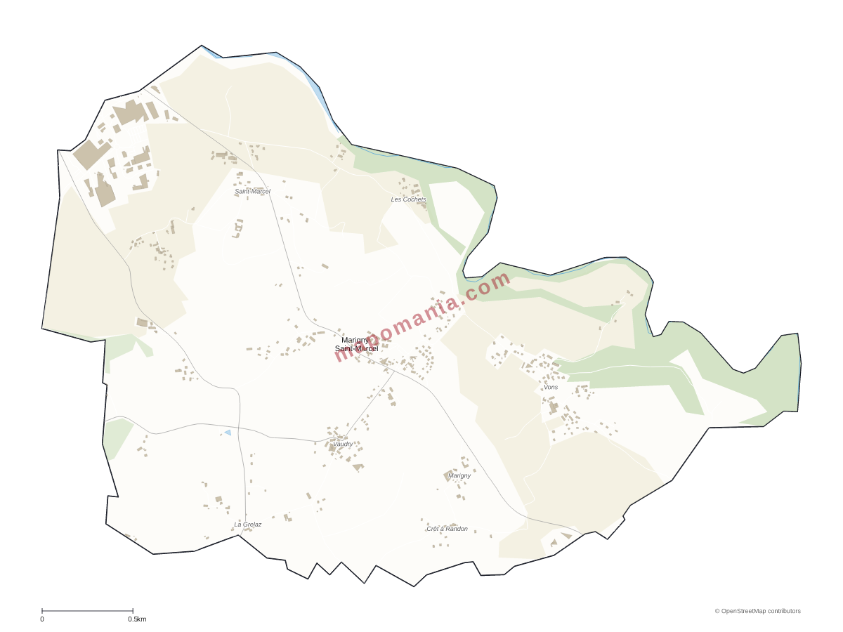 Carte de Marigny-Saint-Marcel à personnaliser