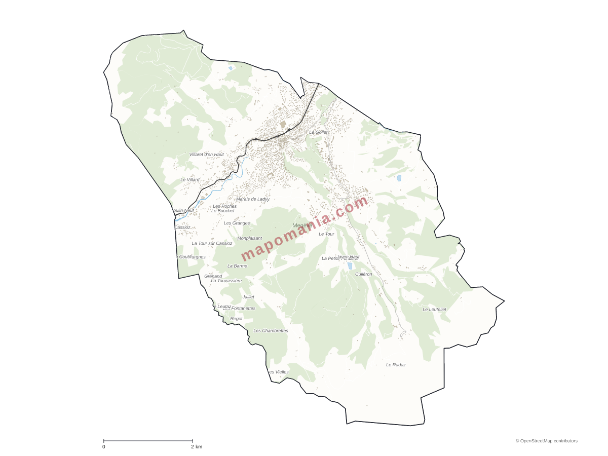 Carte de Megève à personnaliser