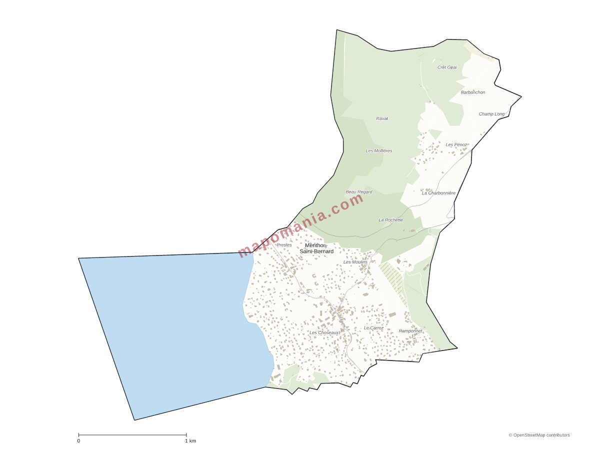 Carte de Menthon-Saint-Bernard à personnaliser