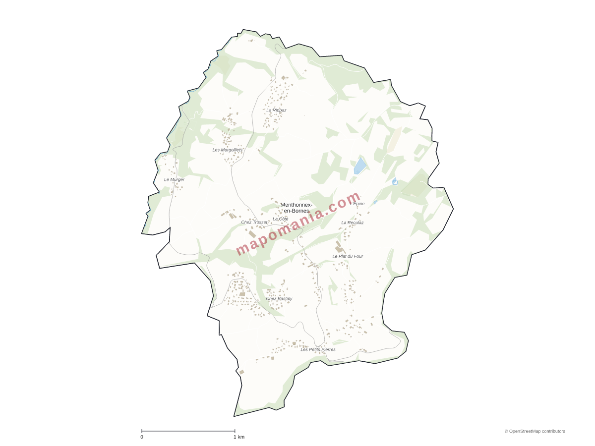 Carte de Menthonnex-en-Bornes à personnaliser