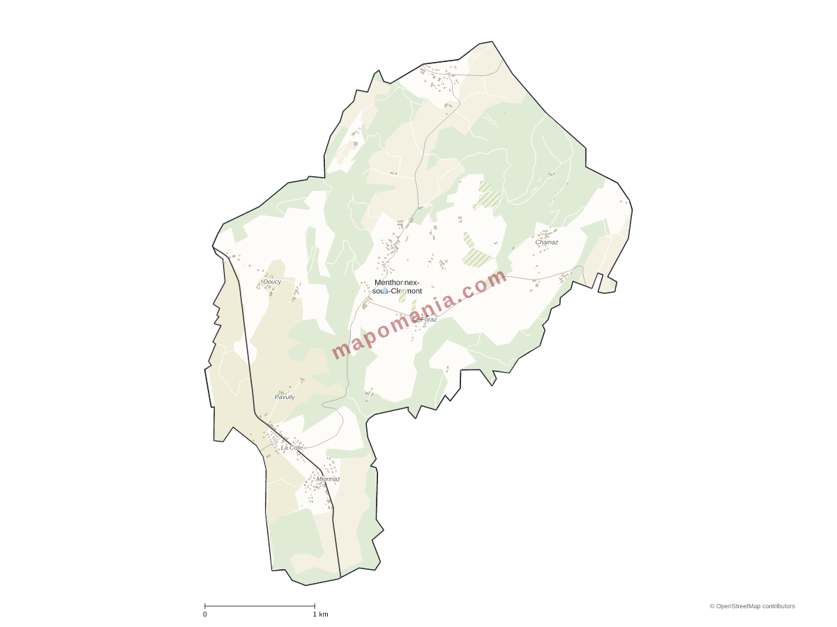 Carte de Menthonnex-sous-Clermont à personnaliser