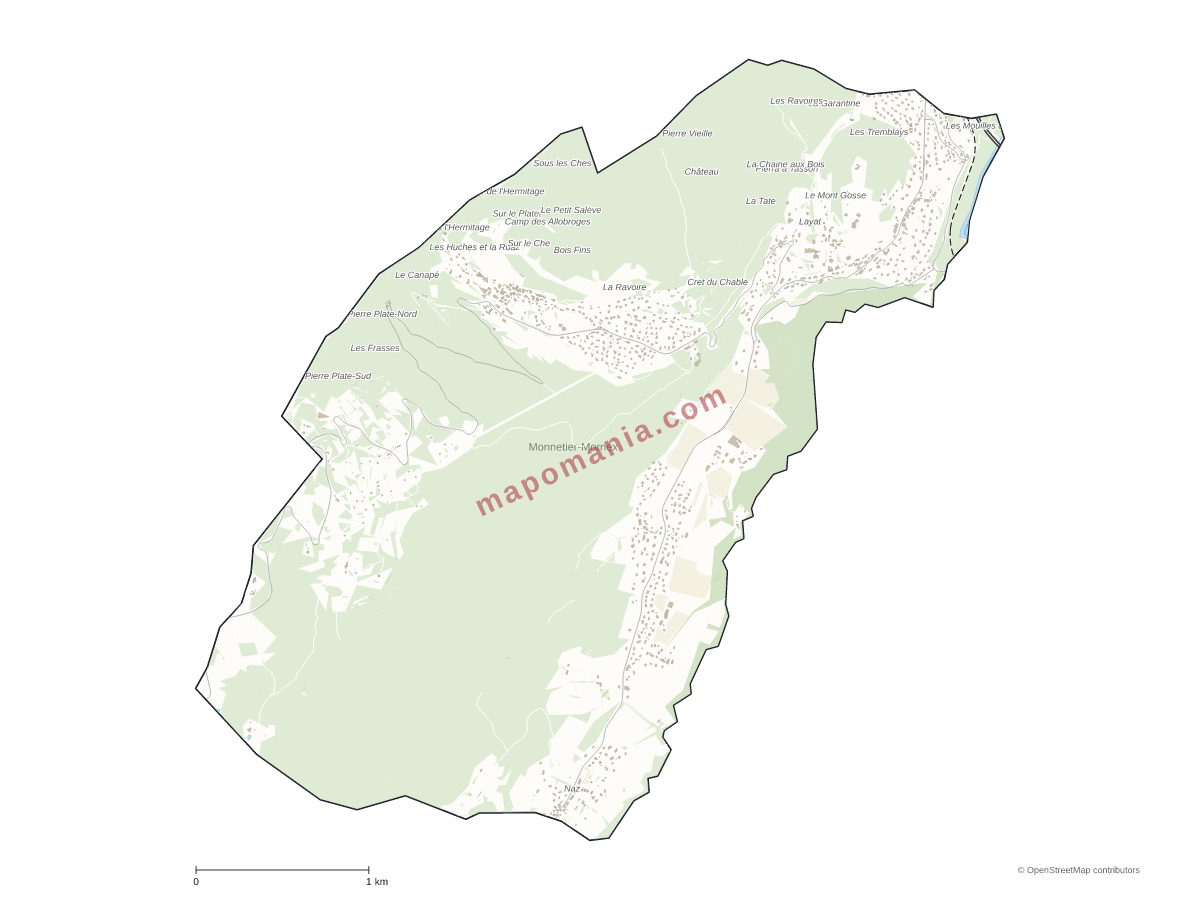 Carte de Monnetier-Mornex à personnaliser