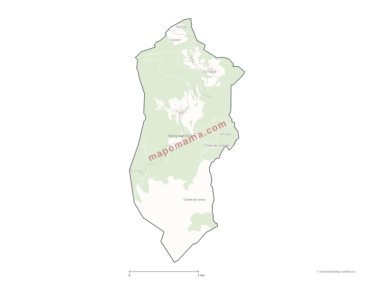 Carte de Nancy-sur-Cluses à personnaliser