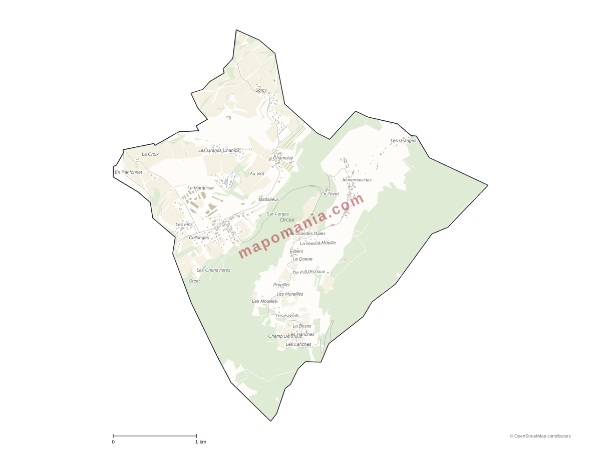 Carte de Orcier à personnaliser