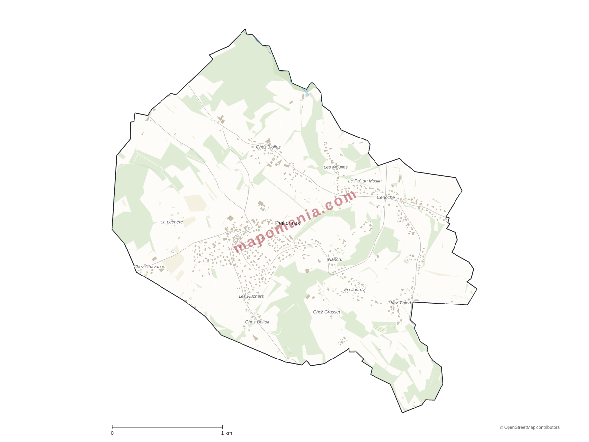 Carte de Peillonnex à personnaliser
