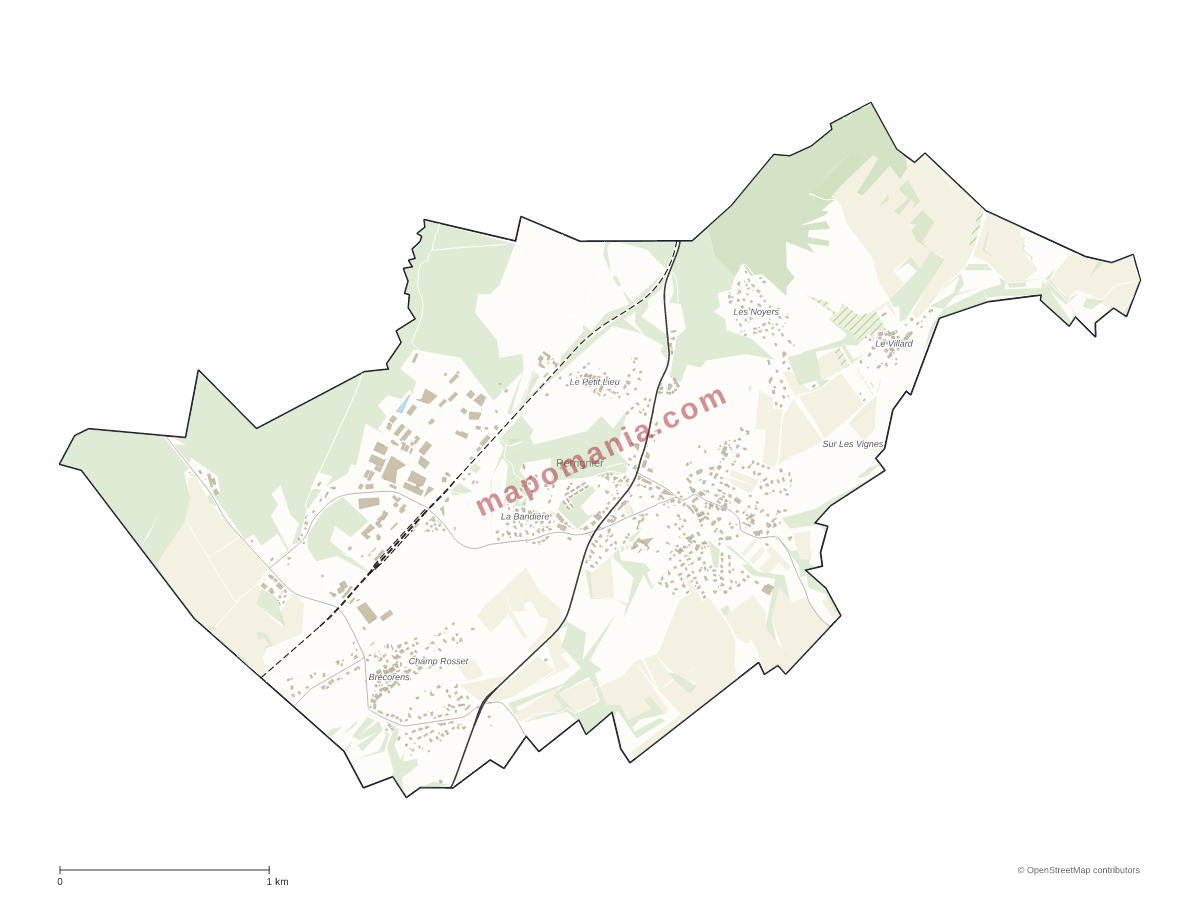 Carte de Perrignier à personnaliser