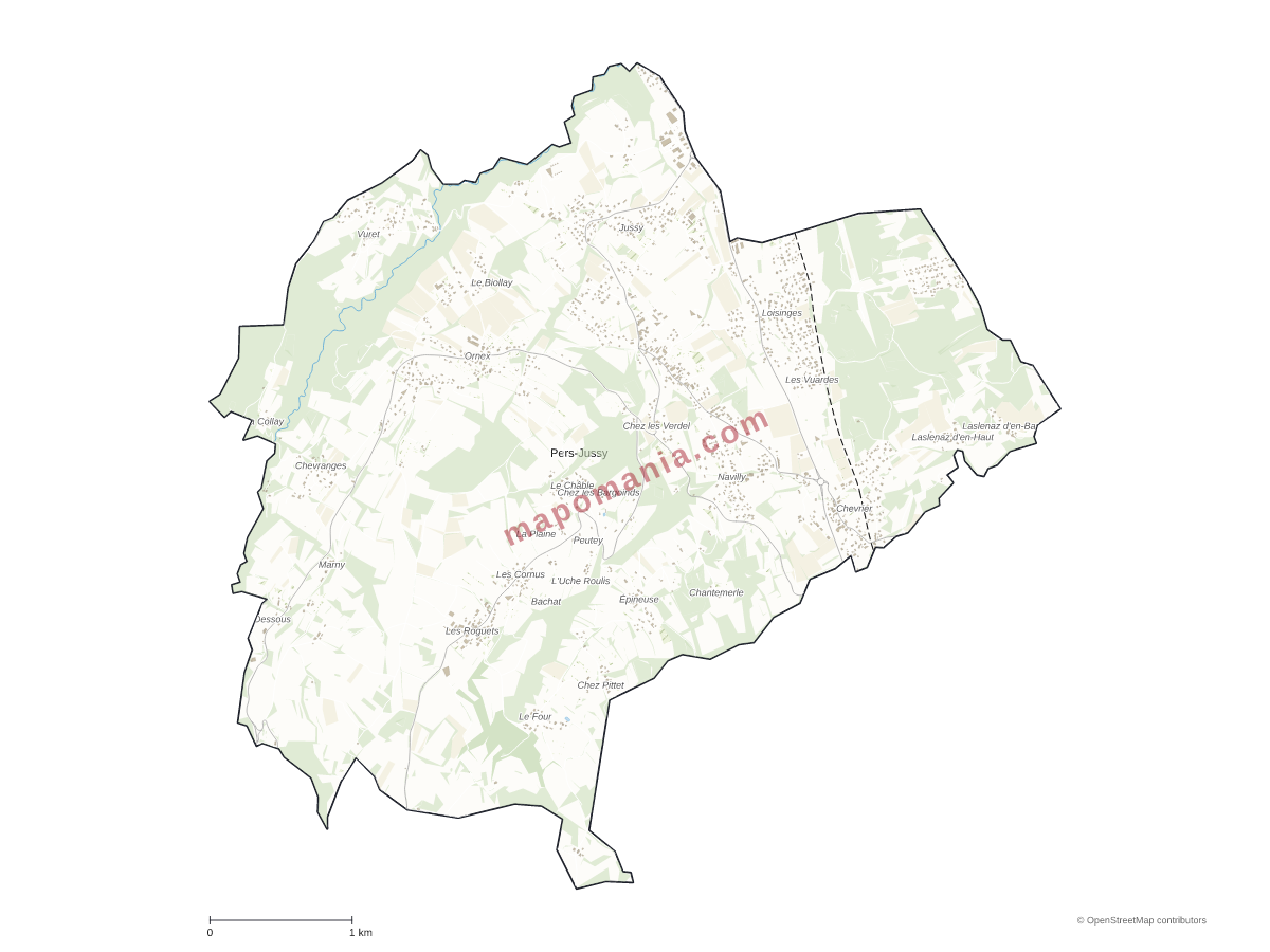 Carte de Pers-Jussy à personnaliser