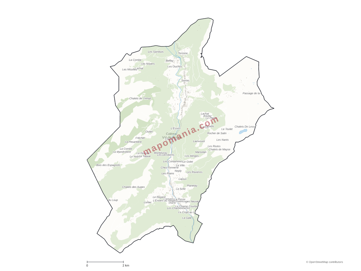 Carte de Glières-Val-de-Borne à personnaliser