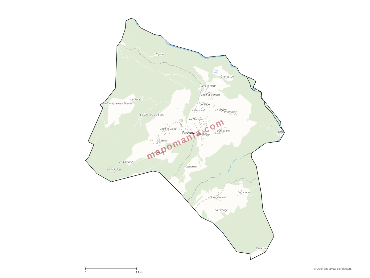 Carte de Reyvroz à personnaliser