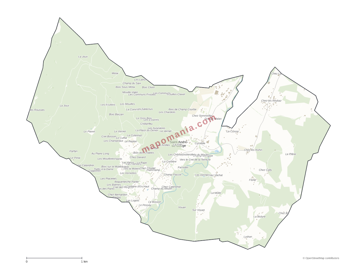 Carte de Saint-André-de-Boëge à personnaliser