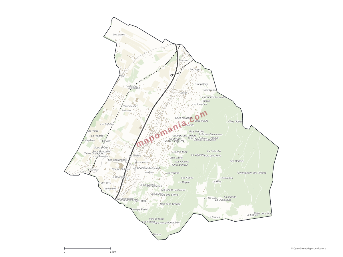 Carte de Saint-Cergues à personnaliser