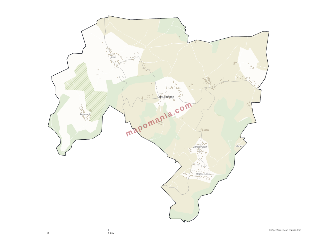Carte de Saint-Eusèbe à personnaliser