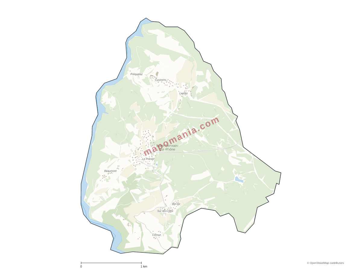Carte de Saint-Germain-sur-Rhône à personnaliser