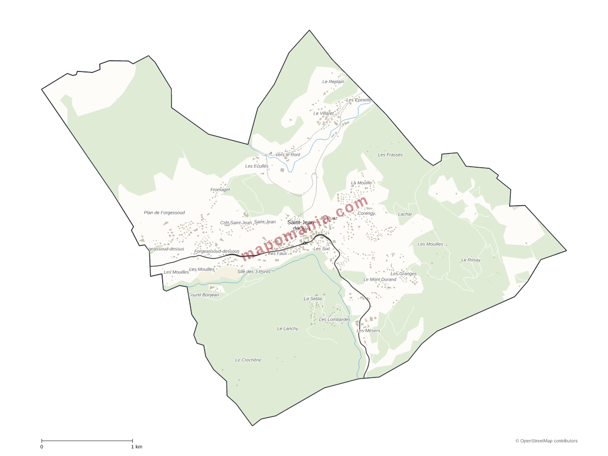Carte de Saint-Jean-de-Sixt à personnaliser