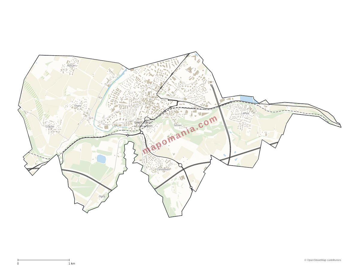 Carte de Saint-Julien-en-Genevois à personnaliser