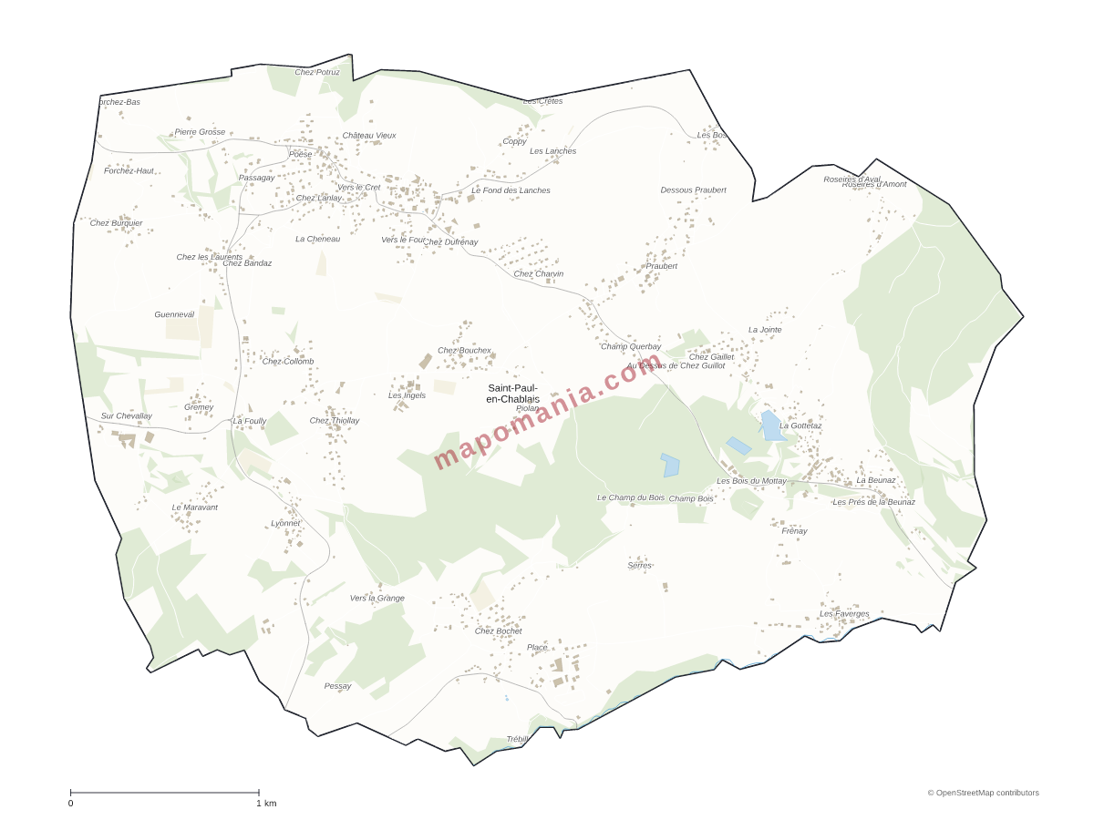 Carte de Saint-Paul-en-Chablais à personnaliser