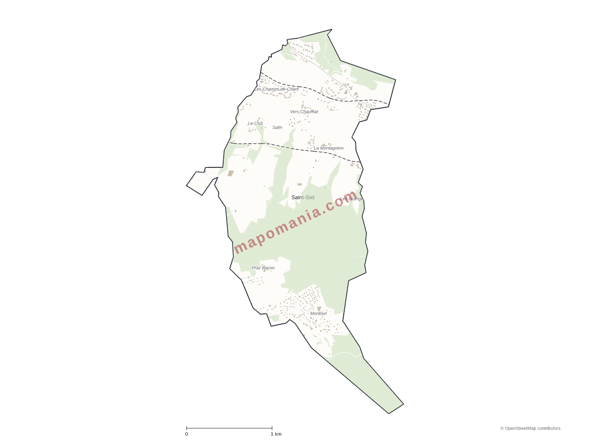 Carte de Saint-Sixt à personnaliser