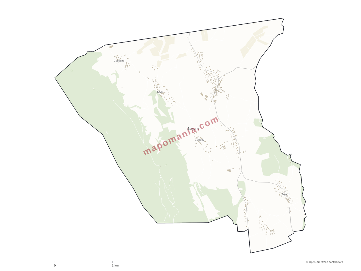 Carte de Savigny à personnaliser