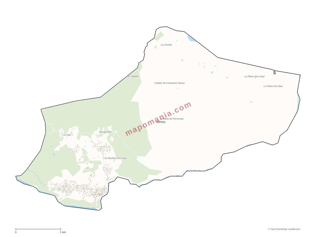 Carte de Servoz à personnaliser