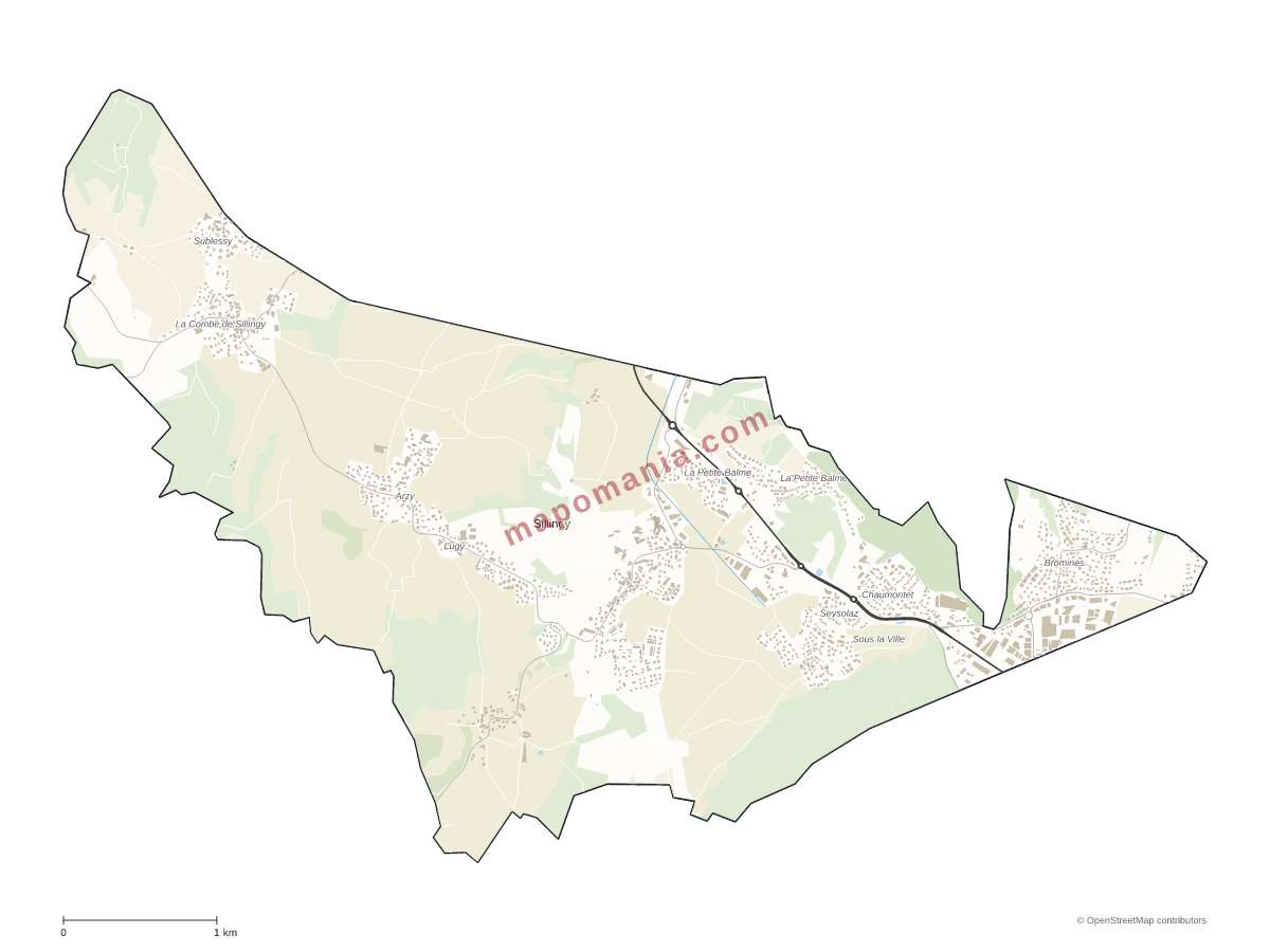 Carte de Sillingy à personnaliser