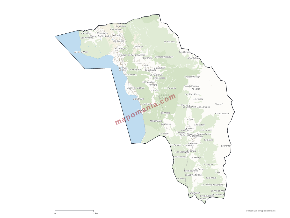 Carte de Talloires-Montmin à personnaliser