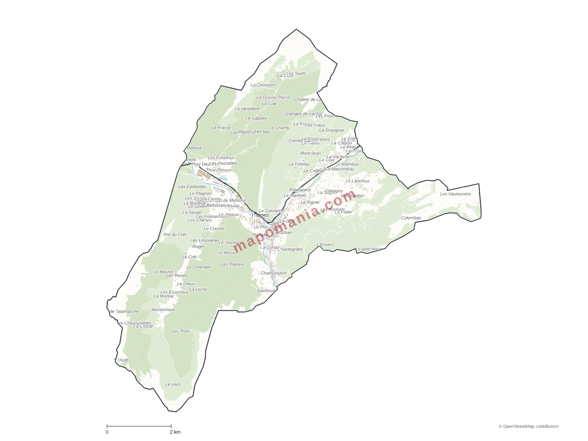 Carte de Thônes à personnaliser