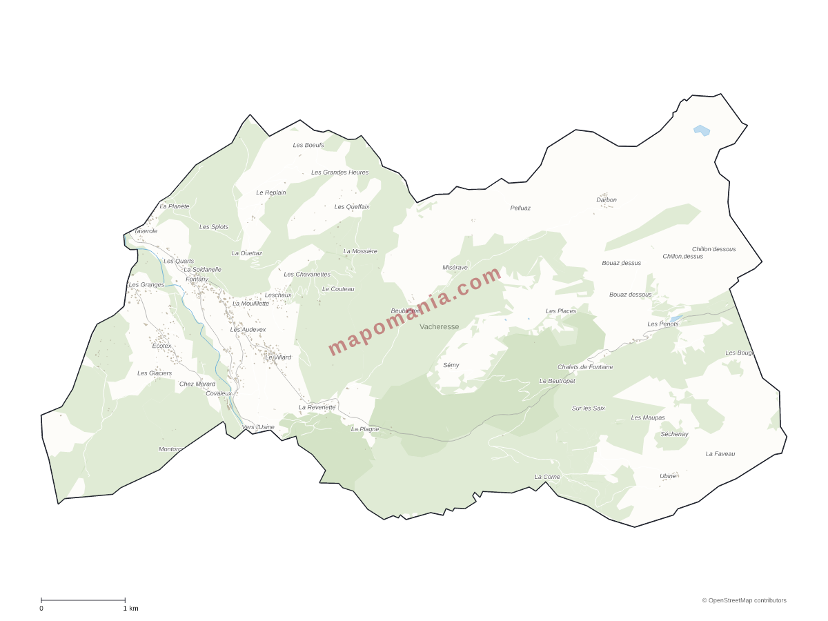 Carte de Vacheresse à personnaliser