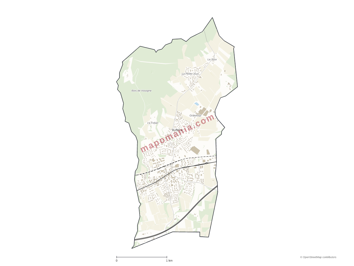 Carte de Valleiry à personnaliser
