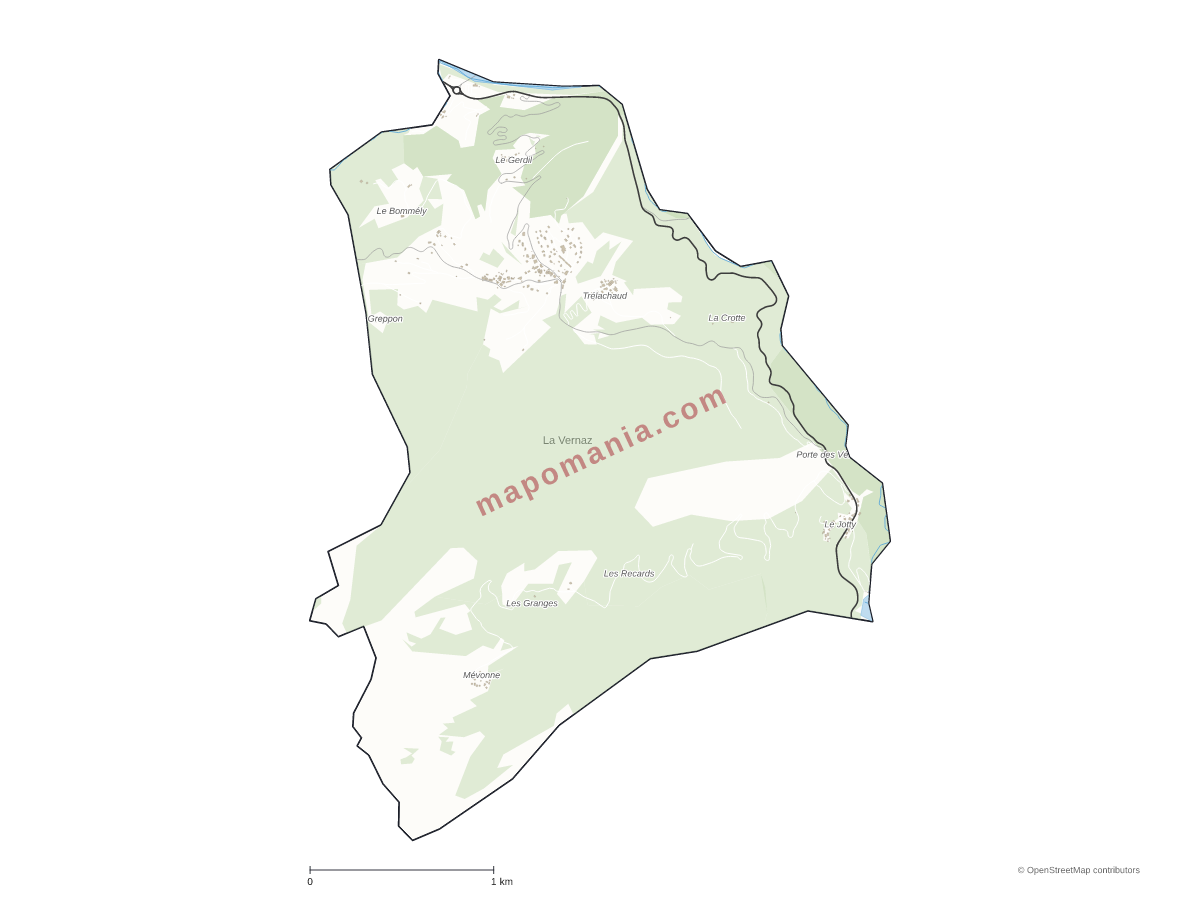 Carte de La Vernaz à personnaliser