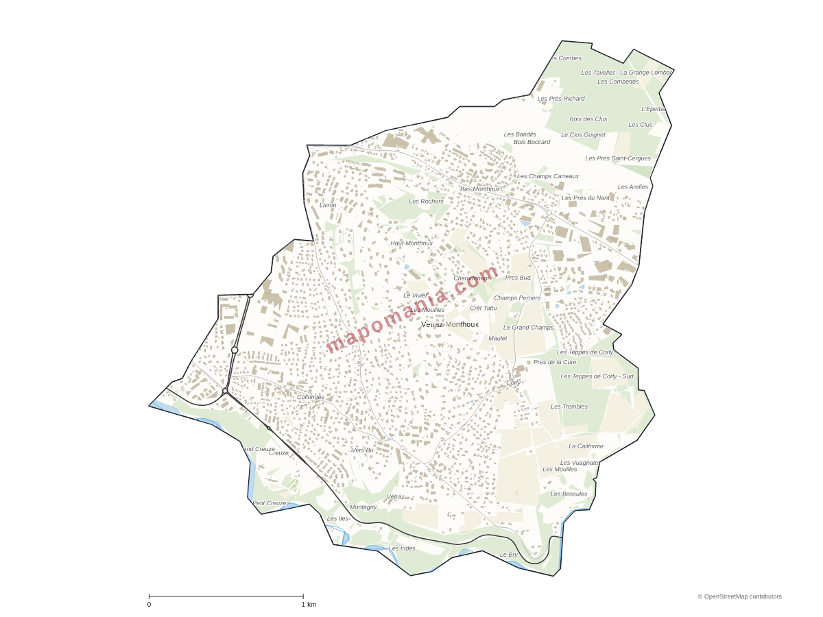 Carte de Vétraz-Monthoux à personnaliser