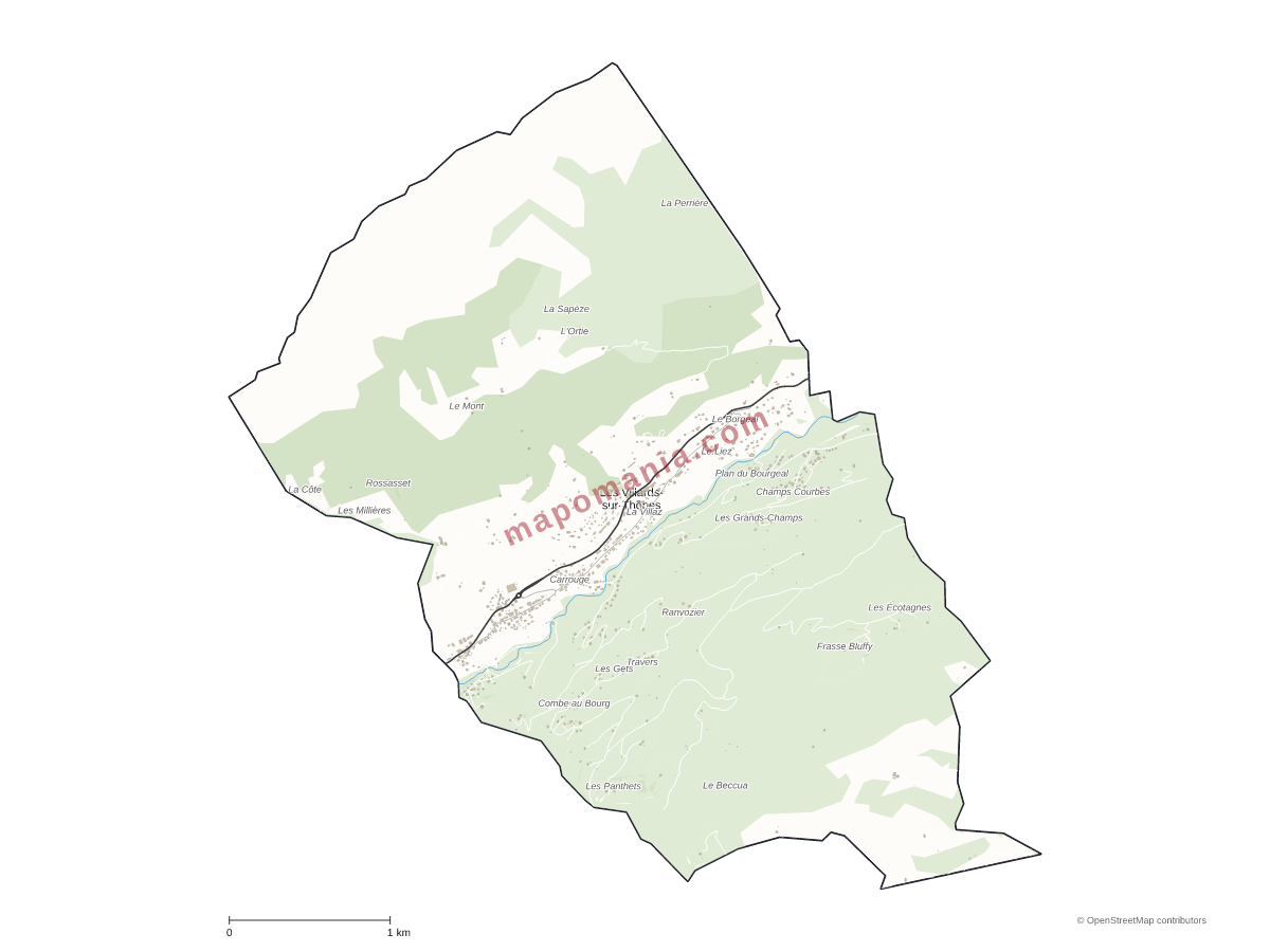 Carte de Les Villards-sur-Thônes à personnaliser