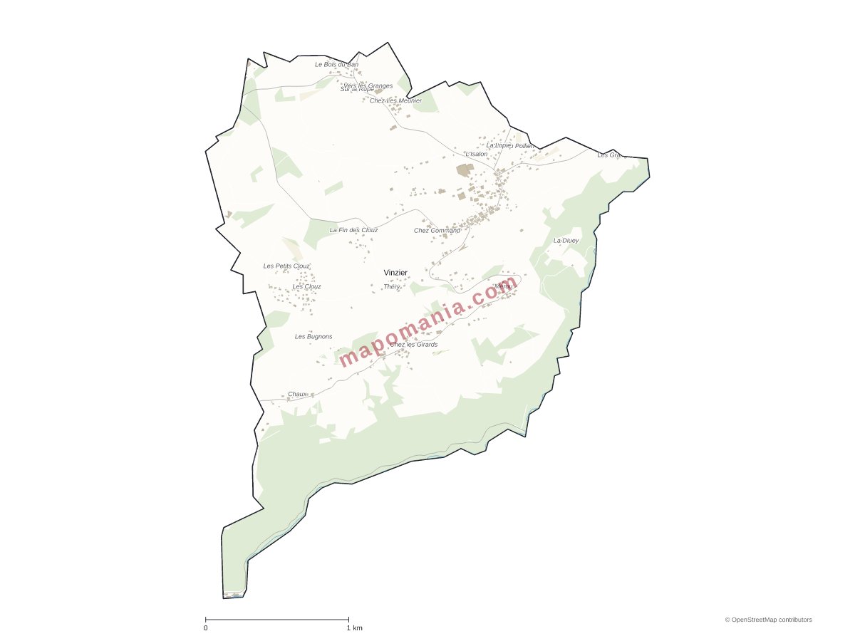 Carte de Vinzier à personnaliser