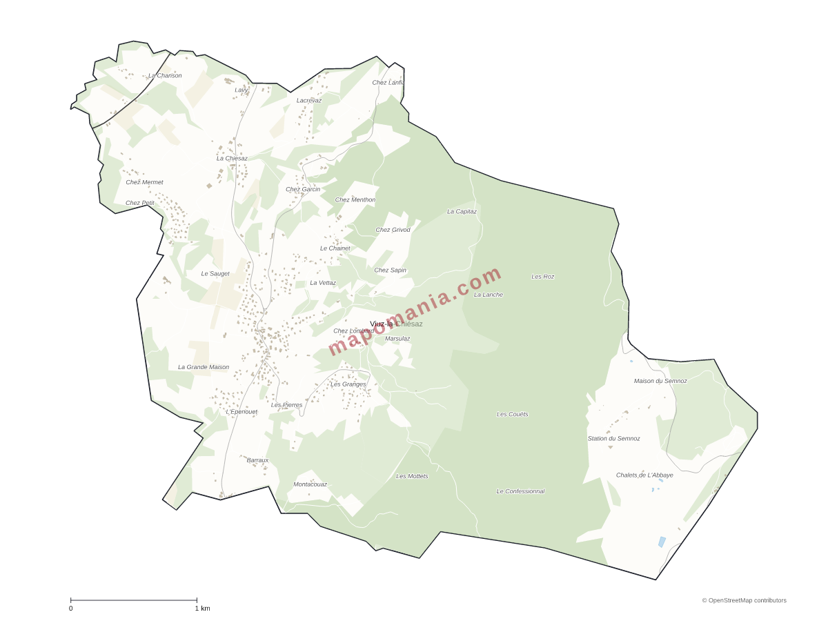 Carte de Viuz-la-Chiésaz à personnaliser