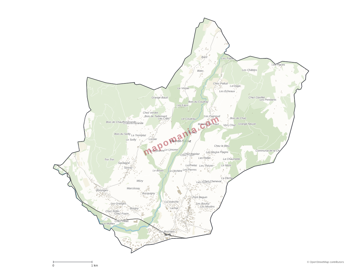 Carte de Viuz-en-Sallaz à personnaliser