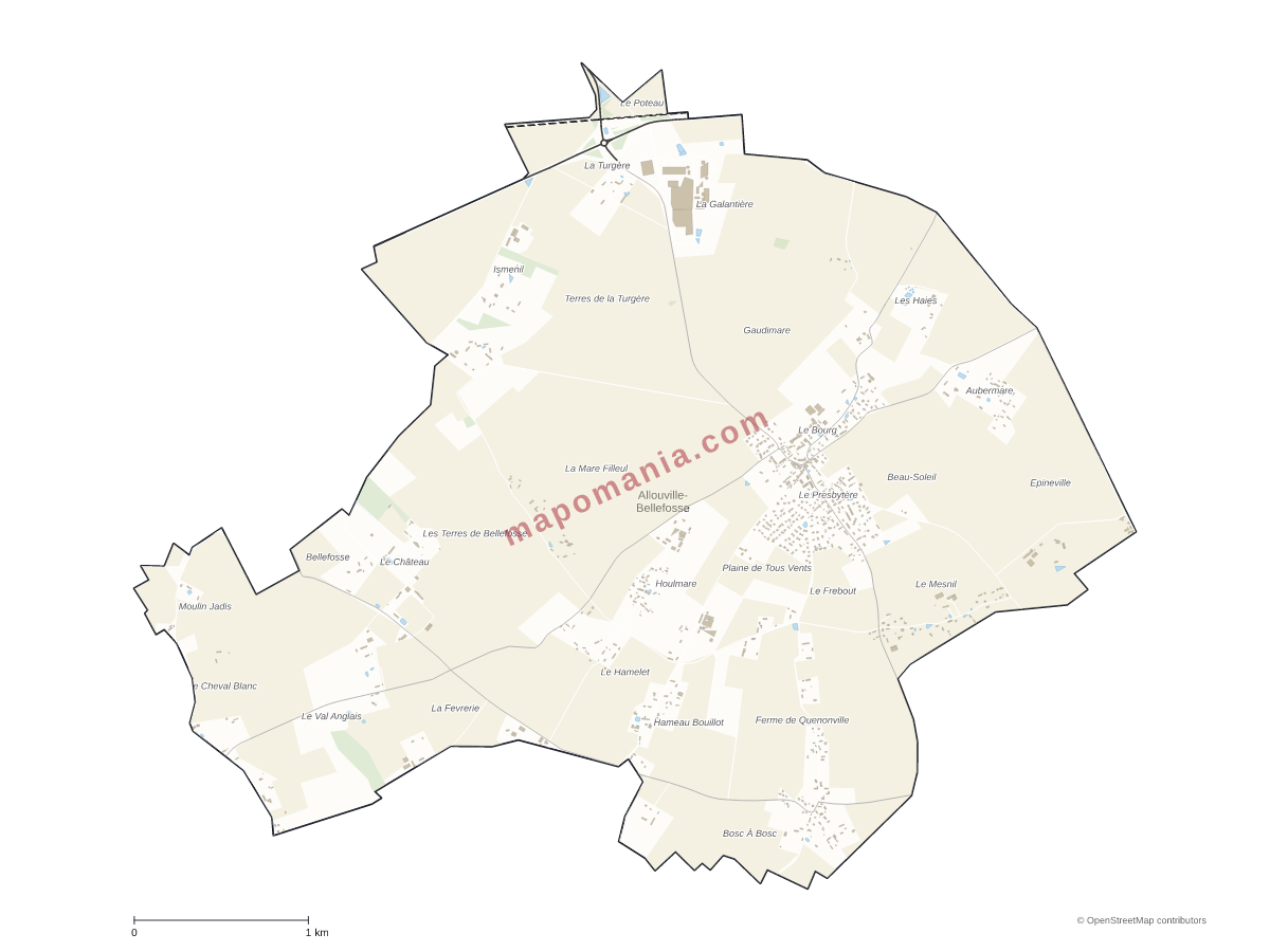 Carte de Allouville-Bellefosse à personnaliser