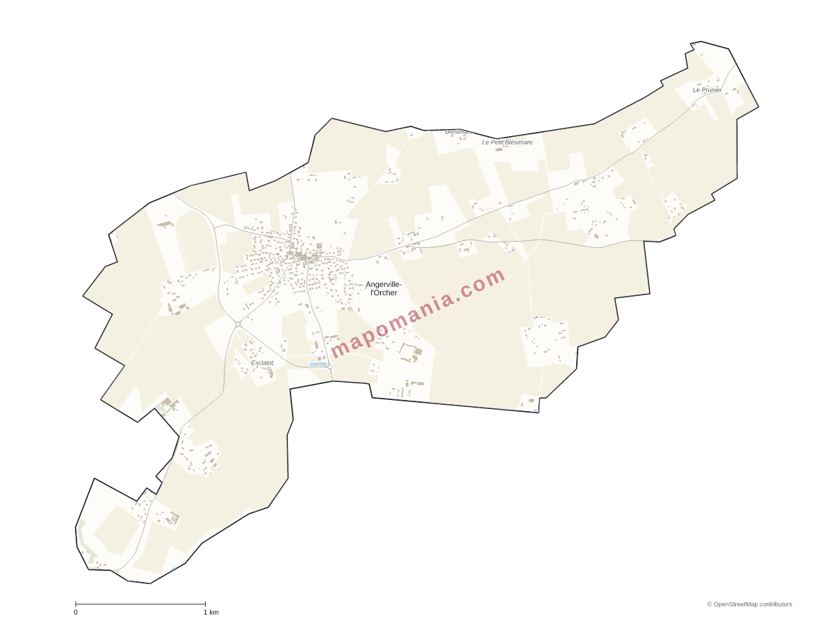 Carte de Angerville-l'Orcher à personnaliser