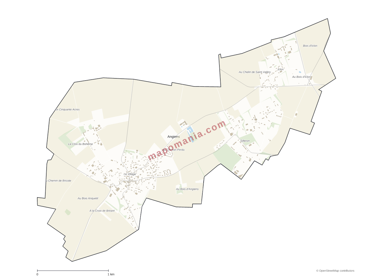 Carte de Angiens à personnaliser