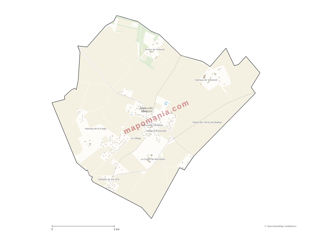 Carte de Annouville-Vilmesnil à personnaliser