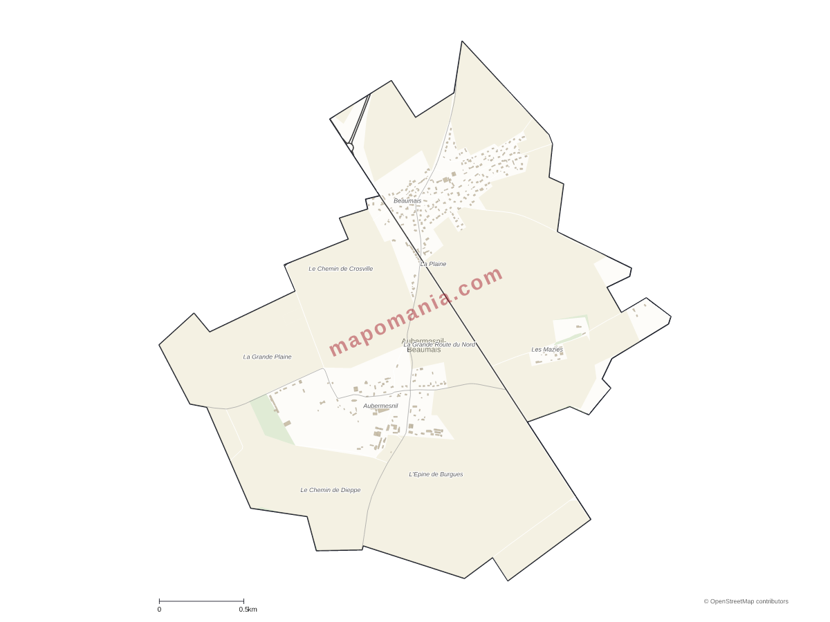 Carte de Aubermesnil-Beaumais à personnaliser