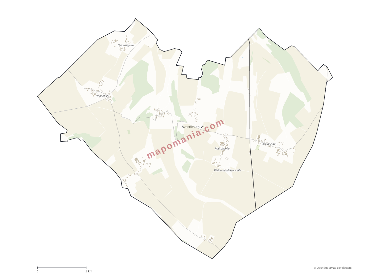 Carte de Avesnes-en-Val à personnaliser