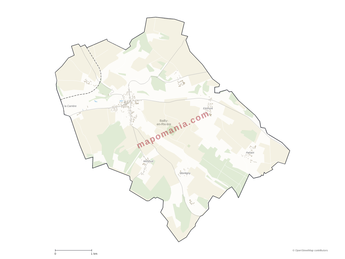 Carte de Bailly-en-Rivière à personnaliser