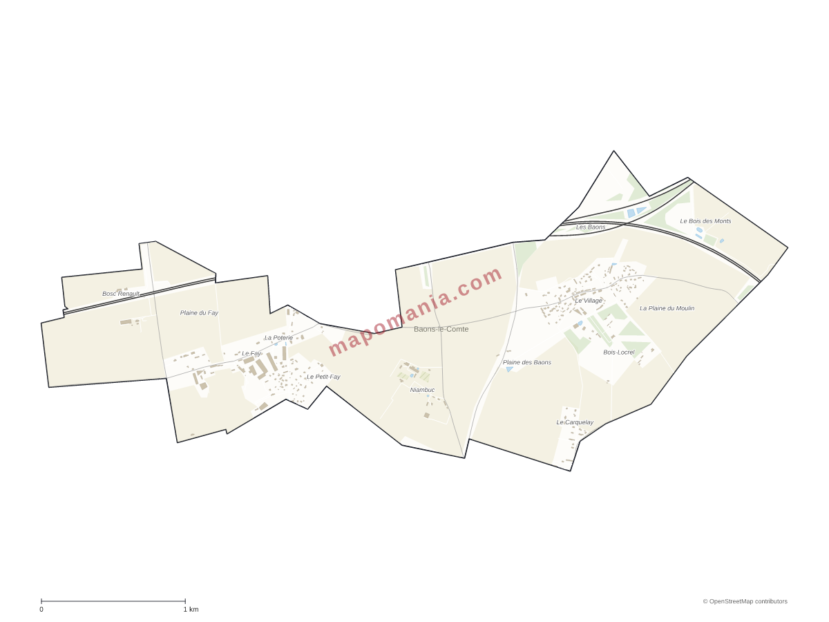 Carte de Baons-le-Comte à personnaliser