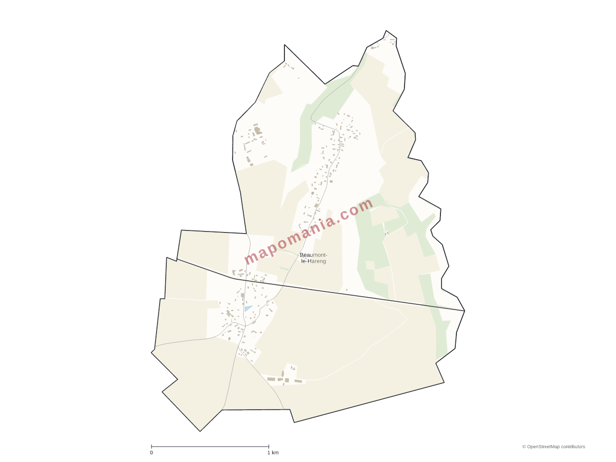 Carte de Beaumont-le-Hareng à personnaliser