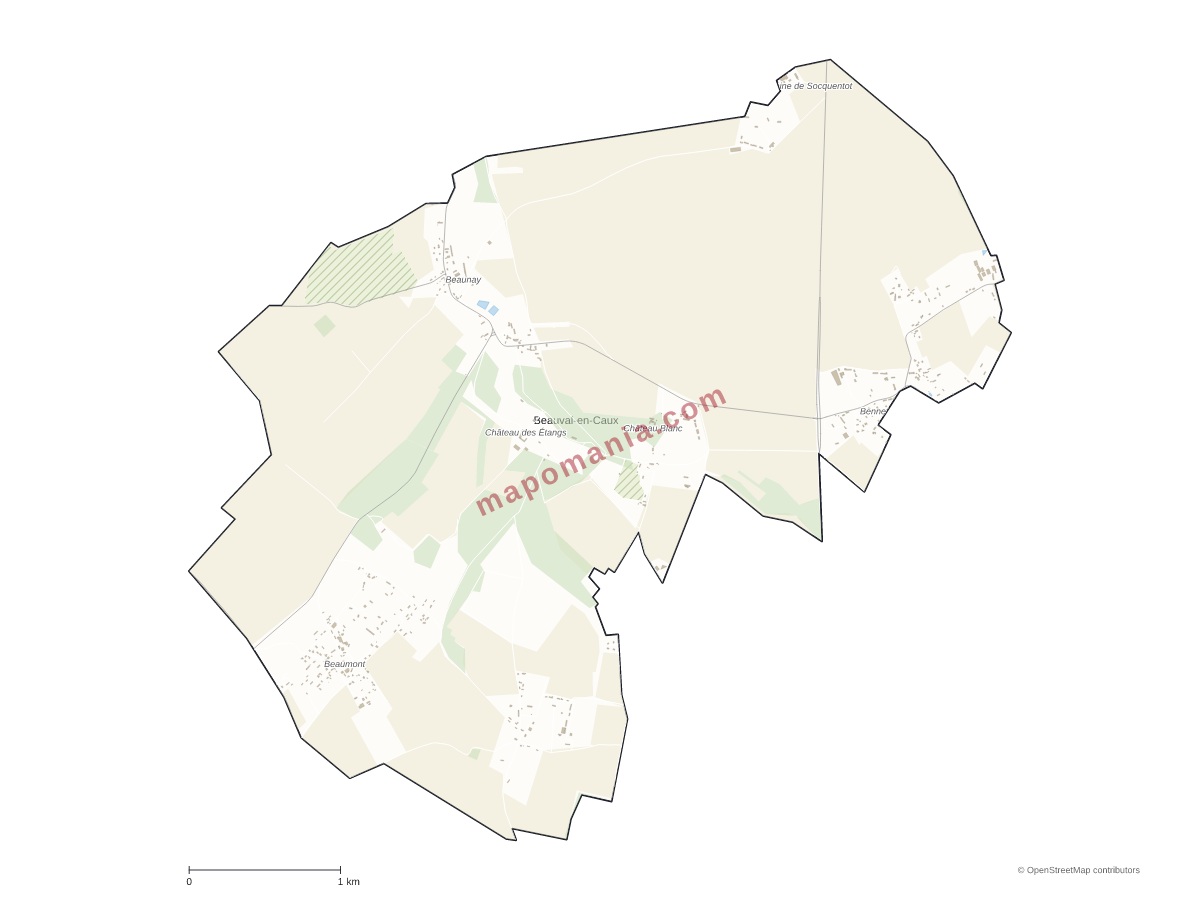 Carte de Beauval-en-Caux à personnaliser