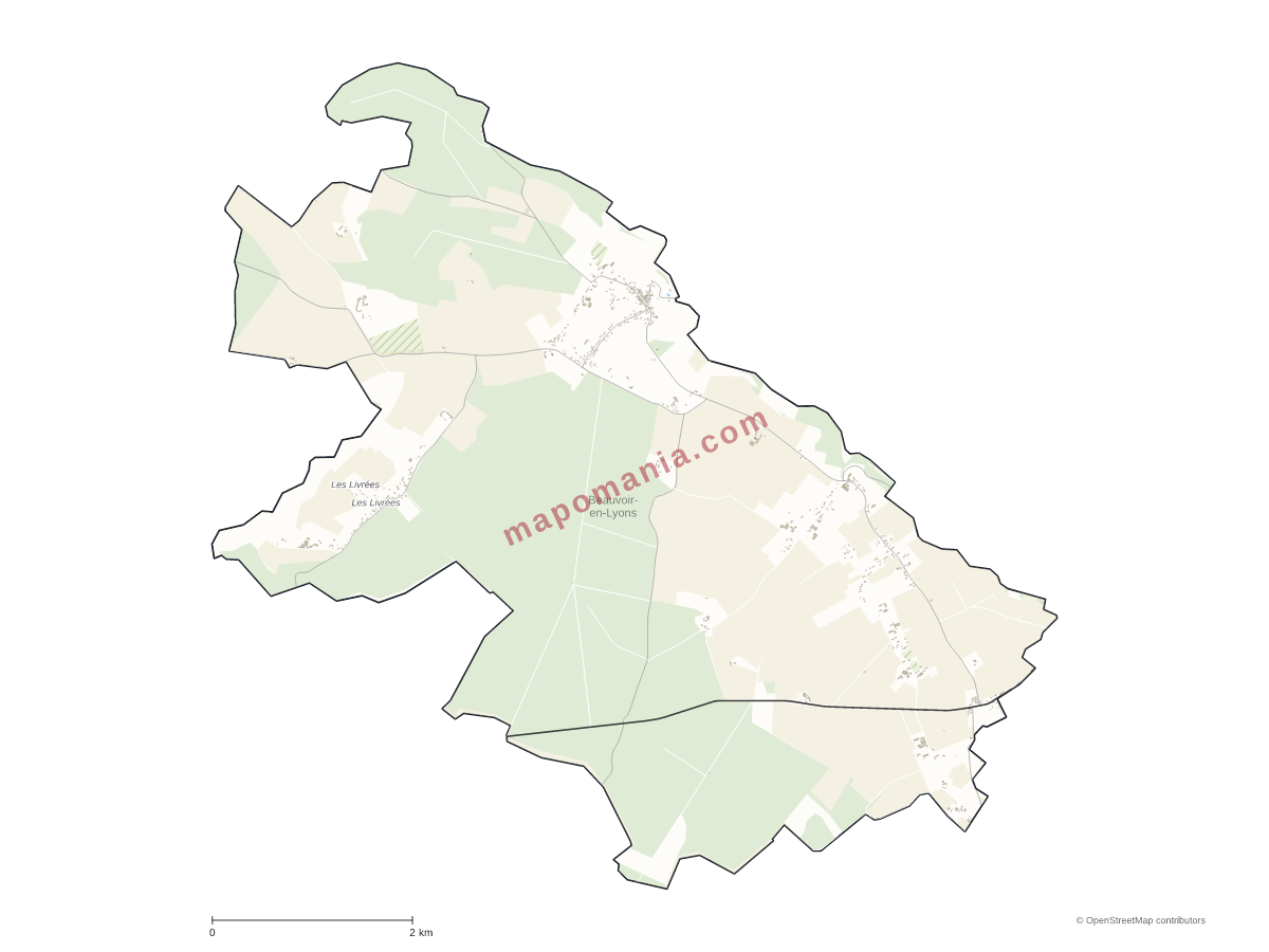 Carte de Beauvoir-en-Lyons à personnaliser