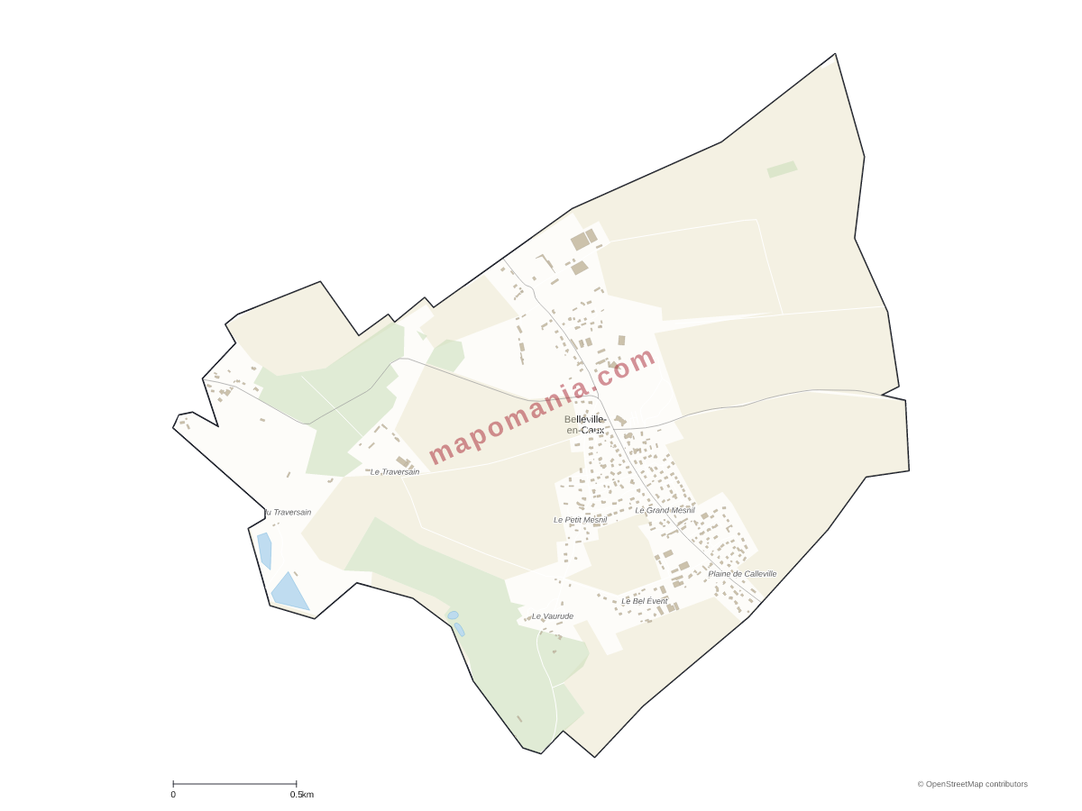 Carte de Belleville-en-Caux à personnaliser
