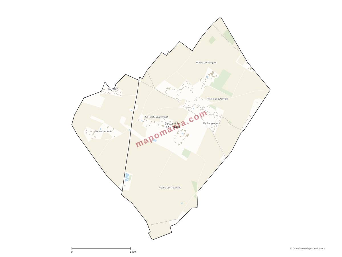 Carte de Beuzeville-la-Guérard à personnaliser