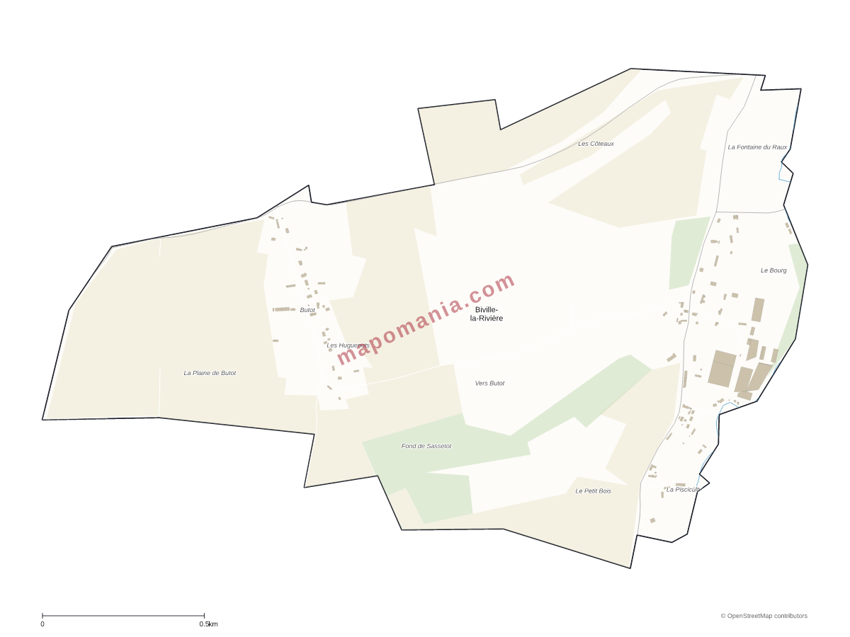 Carte de Biville-la-Rivière à personnaliser
