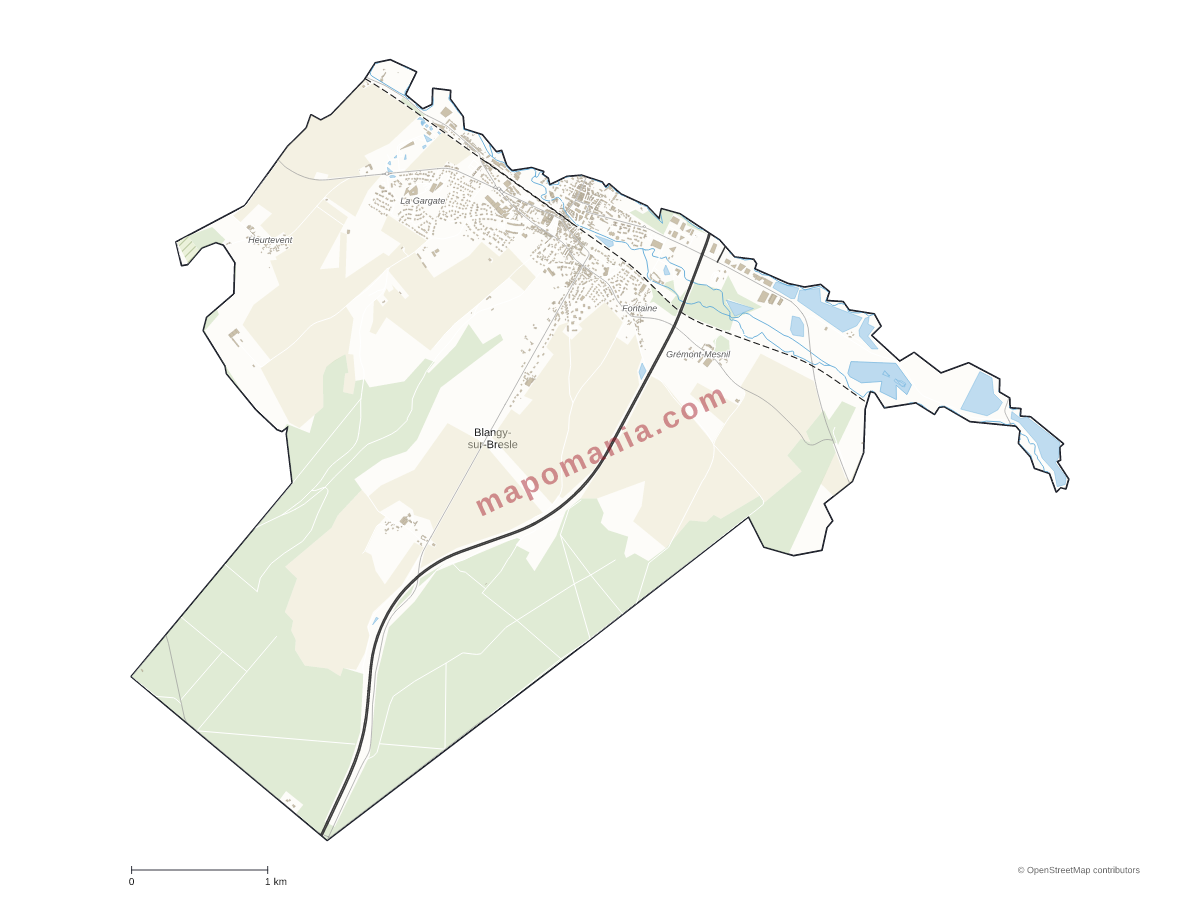 Carte de Blangy-sur-Bresle à personnaliser