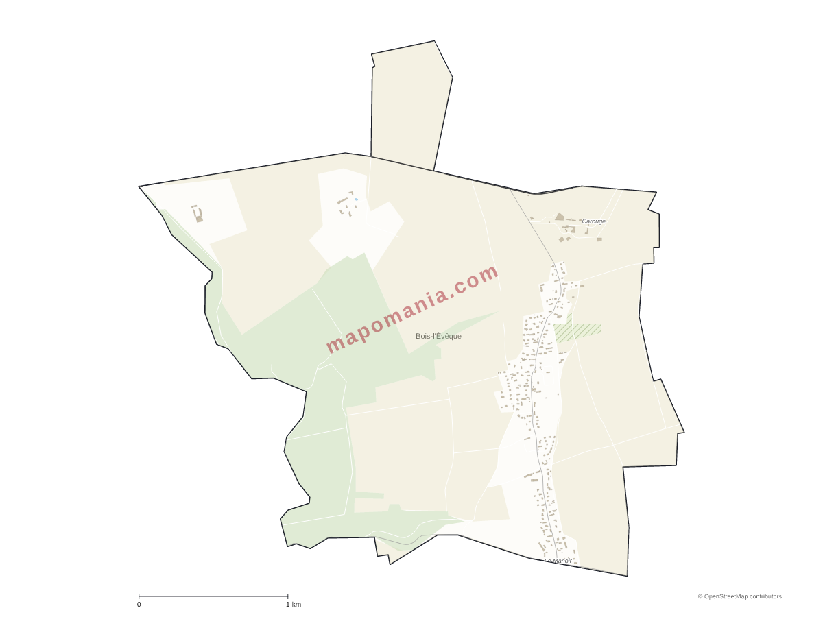 Carte de Bois-l'Évêque à personnaliser